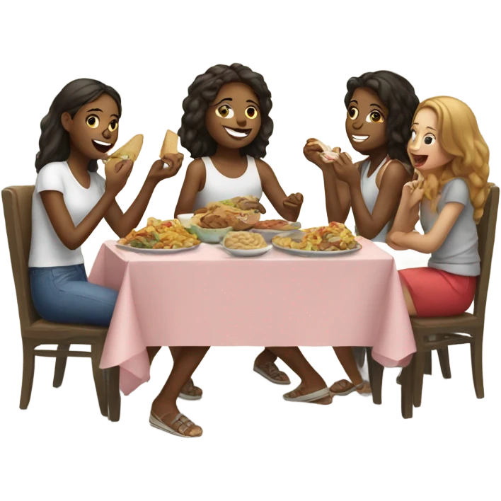 group of girls enjoying food emoji