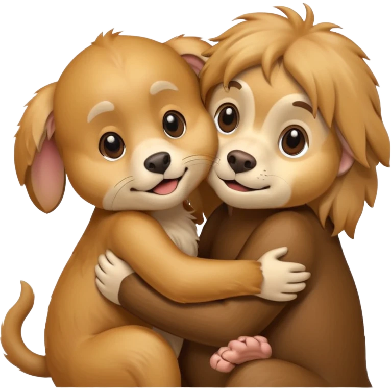Golden retriver dog hugging a monkey emoji