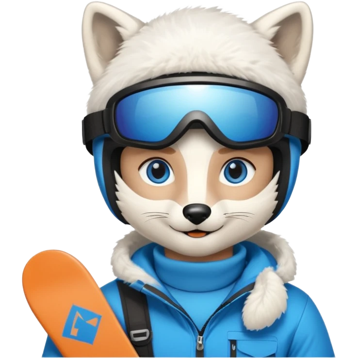 Snowboarder Arctic Fox emoji