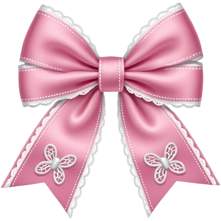 Pink ribbon bow with white lace  emoji