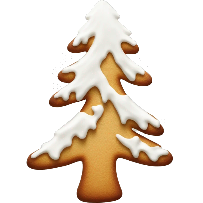 frosted gingerbread cookie shaped like a pine tree emoji