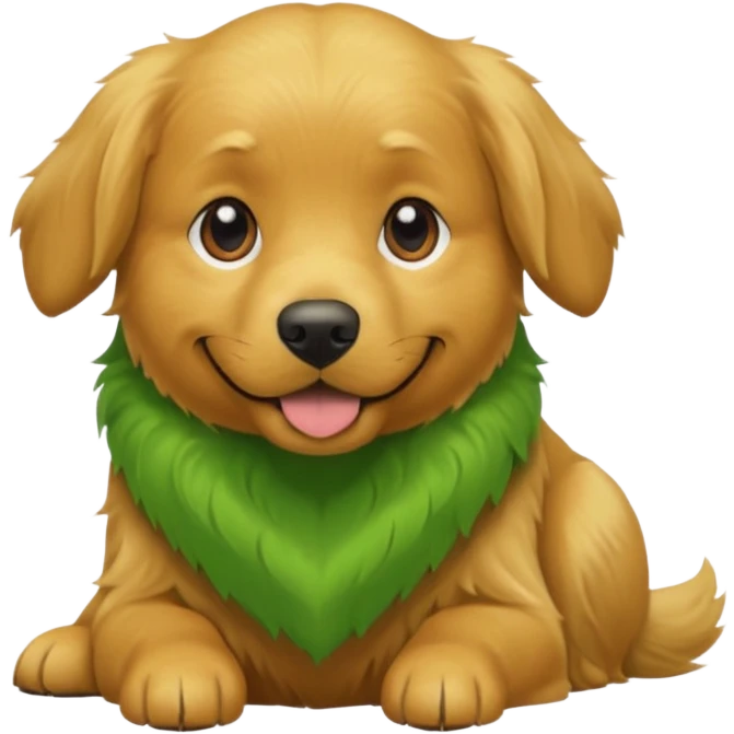 green dog extra furry golden retriever. The dog fur is green emoji