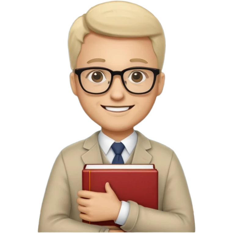 light man teacher holding books emoji