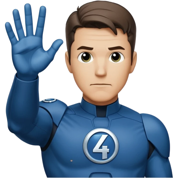 Reed Richard’s from the Fantastic 4 holding up 4 fingers thumb down out in front of himself  emoji