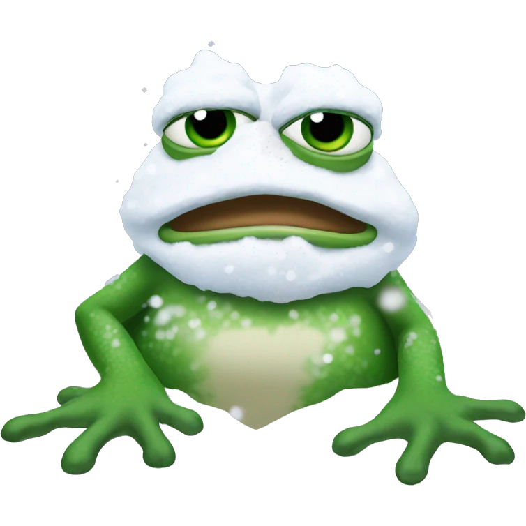 pepe the frog covered in snow emoji