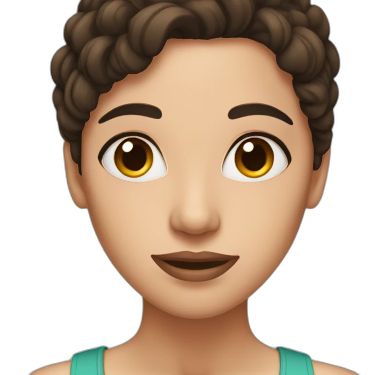 A woman with dark brown hair and dleepy eyes  emoji
