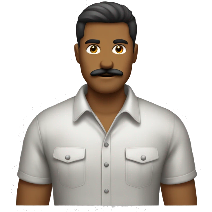 Hombre blamco joven con bigote con ropa playera emoji