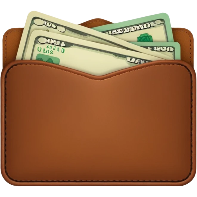 portefeuille marron avec quelques billets et carte bancaire emoji