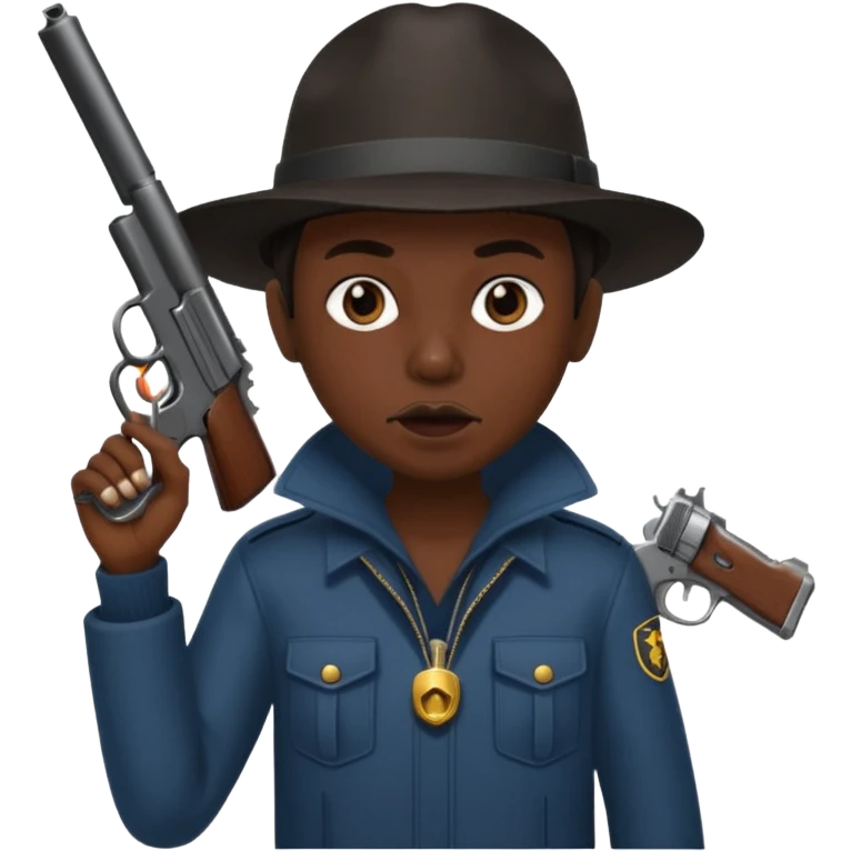 Blunt in mouth. Dress like yn. Holding a gun emoji