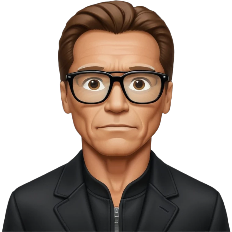terminator shwartzneger only top in black galssess and his black jacket emoji