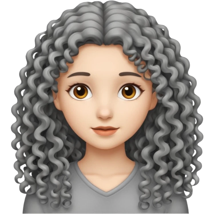 Young woman with gray curly.long hair
 emoji