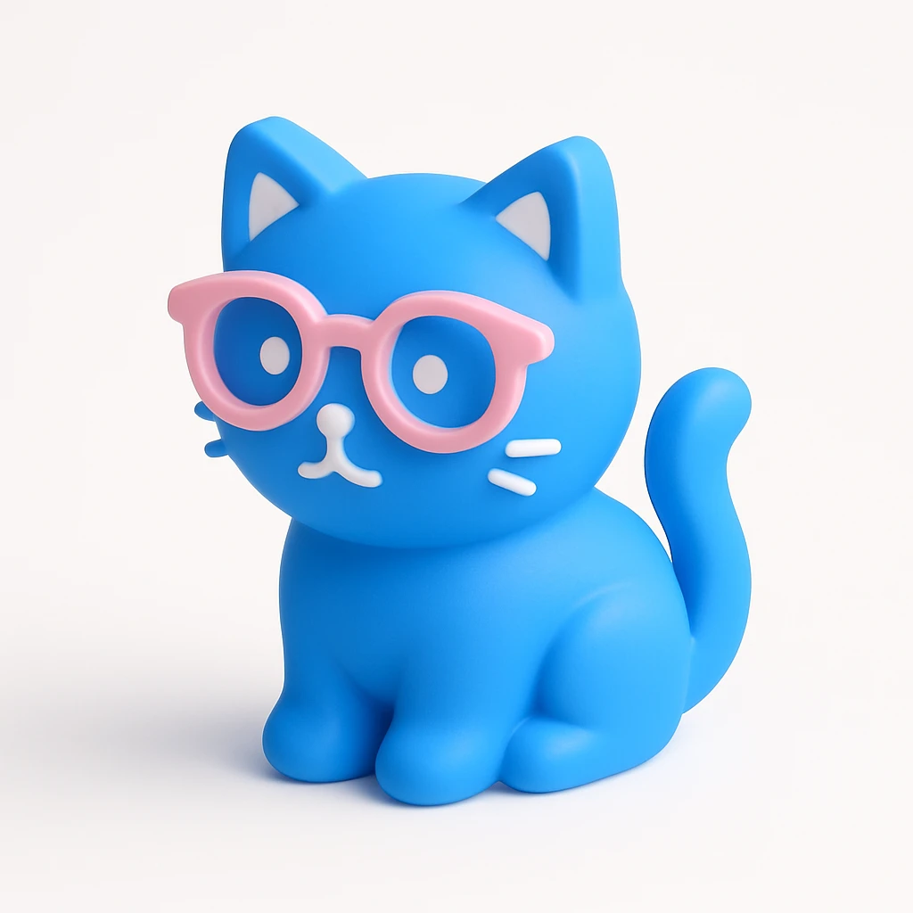 A cat with pink glasses emoji