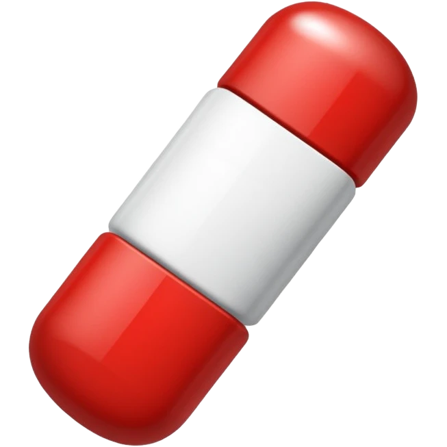 single medicine pill half red half white on clean white background emoji