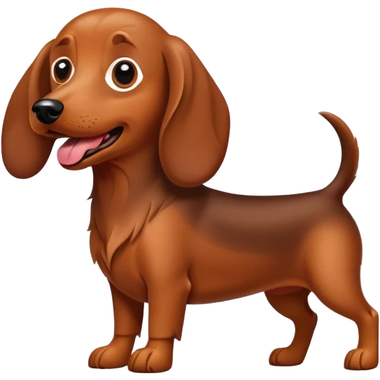 Un chien teckel marron qui tire la langue  emoji