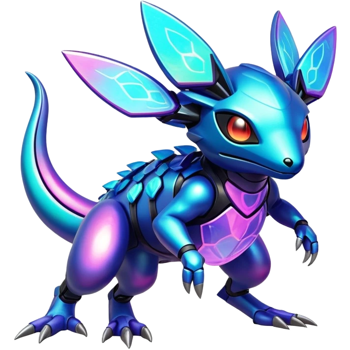  exotic tropical iridescent cyber-Protogen-Fakémon-Pokémon-Vernid-creature emoji