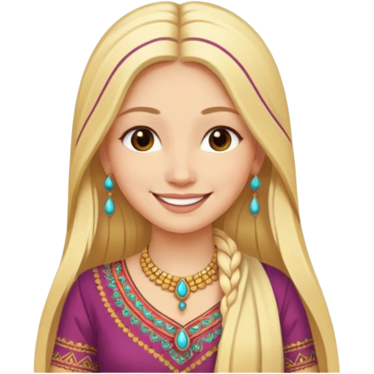 emoticon de una mujer rubia de pelo largo con vestimenta de india emoji