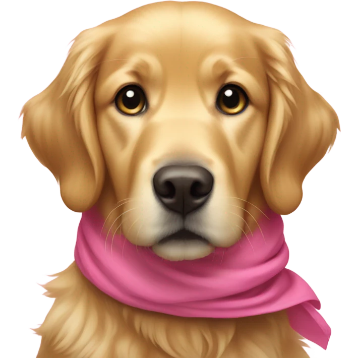 Golden Retriever with a pink neck scarf  emoji