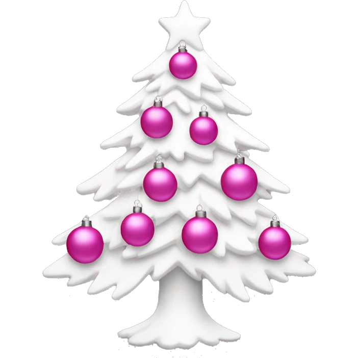 White Christmas tree with pink ornaments emoji