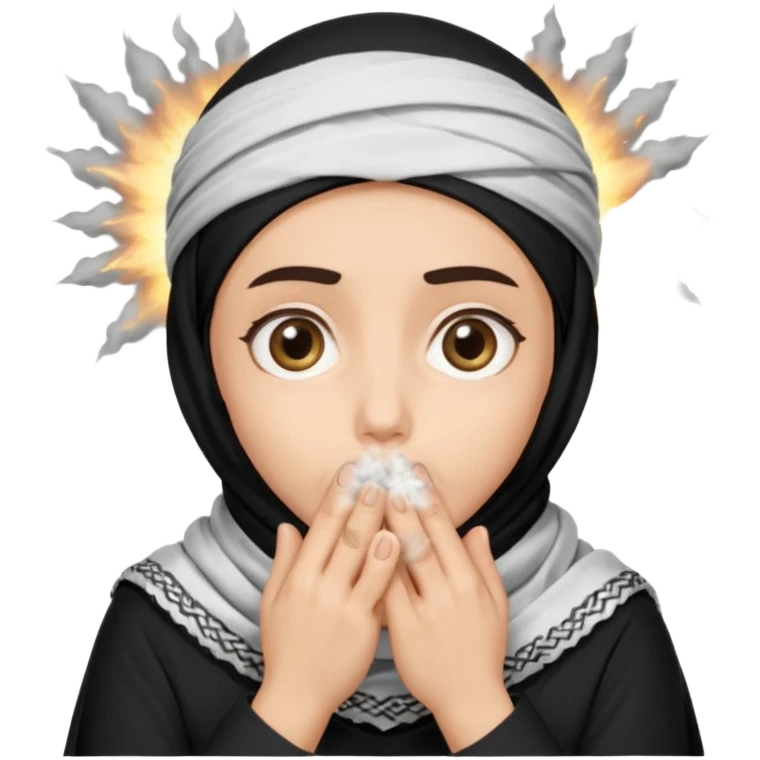 **المشهد**: وجه مصدوم، عيون كبيرة، يديه تغطيان فمه، مع "تأثير انفجار" صغير خلفه (مثل دخان أو شرر).
- **اللمسة**: قبعة تقليدية (مثل الشماغ أو الكوفية) مائلة على رأسه كرمز للبراءة!
 emoji