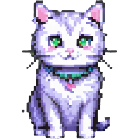 pixel art sticker illustration of a cute cat emoji