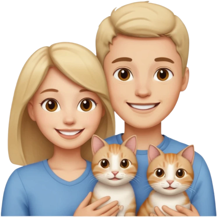 pareja joven con un gato emoji