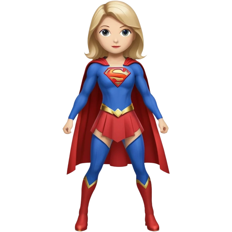 Supergirl superhero full body, blue suit with red cape and S emblem emoji
