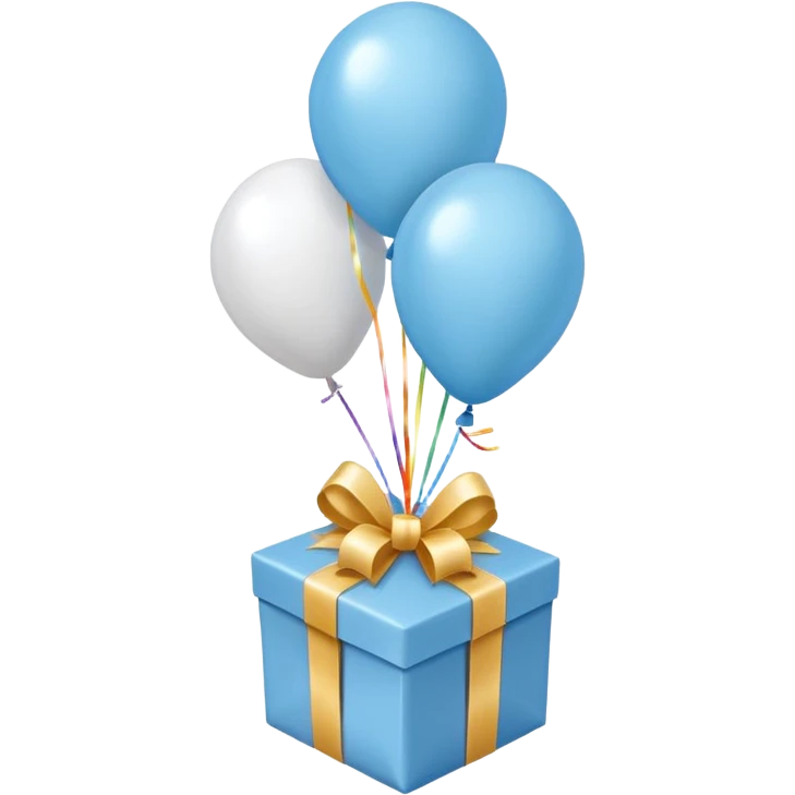 Make light blue and white balloons, and under the balloon strings, put gifts. emoji