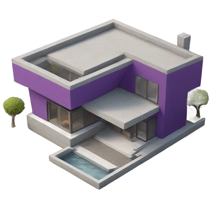 Unique Small modern purple house made from concrete  emoji