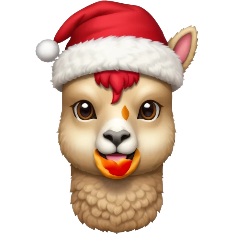 Alpaca with a Christmas hat emoji