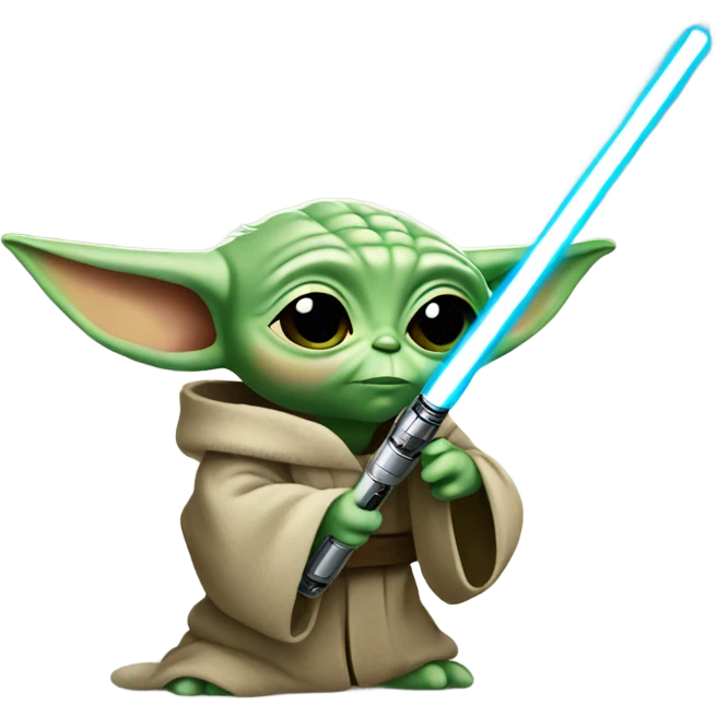 Baby yoda with lightsaber emoji