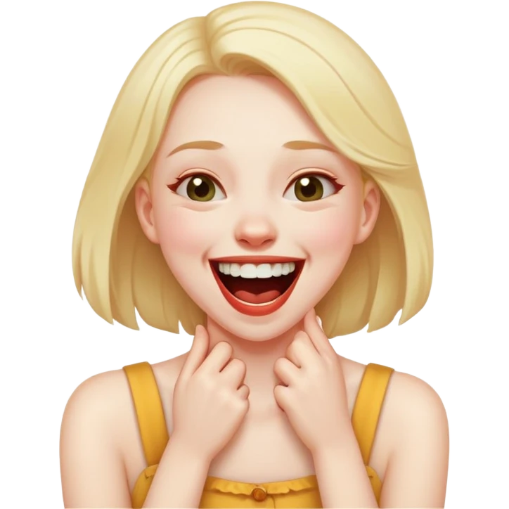 Girl choking herself as a joke emoji