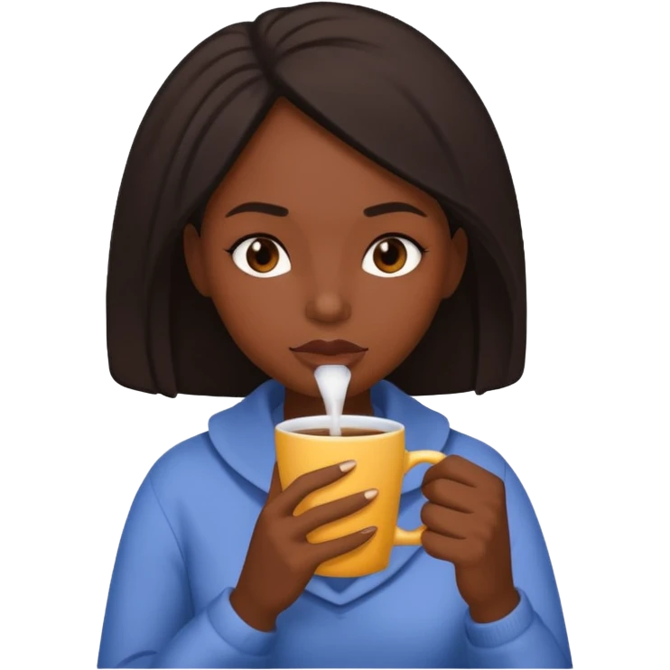 sick black woman drinking hot drink emoji