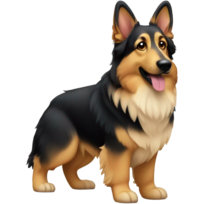 Long haired German shepherd with a corgi body  emoji