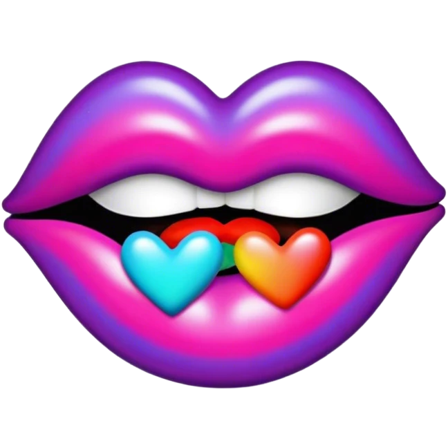A psychedelic-colored sealed with a kiss mark emoji