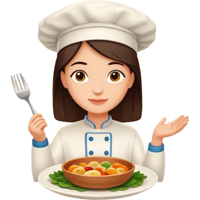 Home cooking humanless avatar in clean emoji-style illustration. Homemade dishes on a plate, warm cozy colors, simple shapes, flat design, high contrast, friendly and inviting. emoji