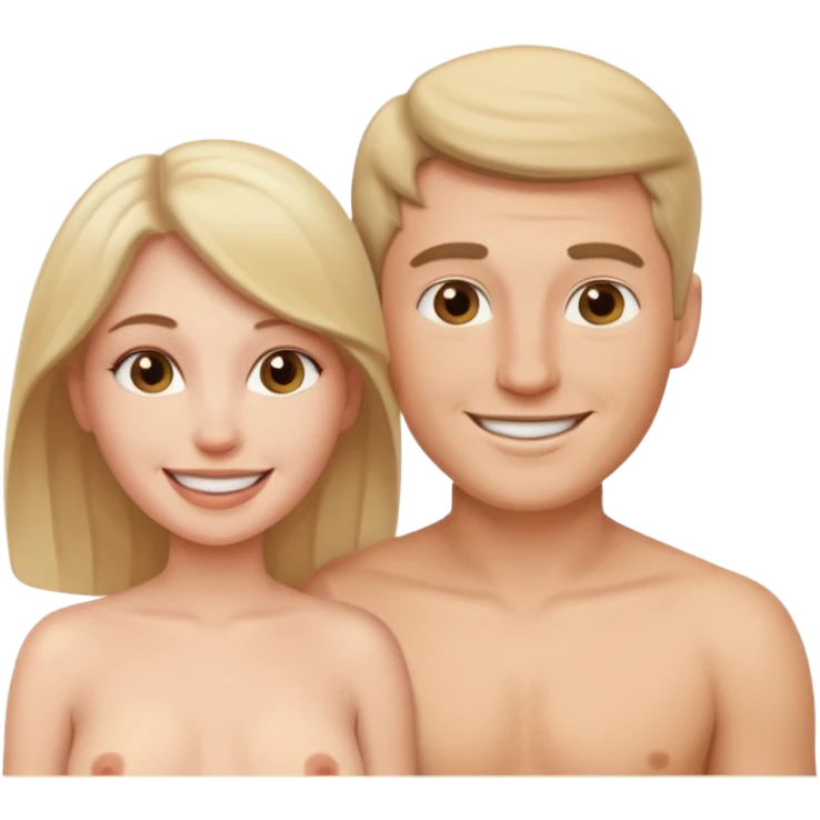 White Man and white woman emoji with no clothes emoji