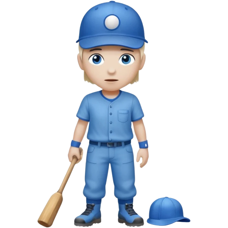 White skin, blue eyes, blue baseball caps mining, full body emoji
