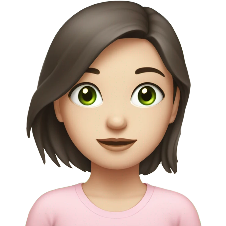 Dark brown long hair and green eyes yoga beautiful girl with pale skin in light pink pink pink clothes sitting on a yoga mat emoji