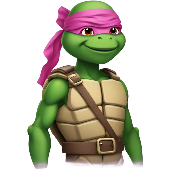 Raphael from teenage mutant ninja turtles wearing a pink tut emoji