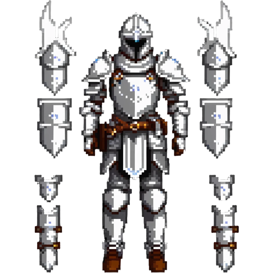 full mythril armor set, fantasy plate mail, complete set with helmet, chestplate, gauntlets, and boots emoji