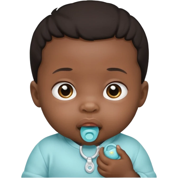 Black newborn baby, pacifier in mouth emoji