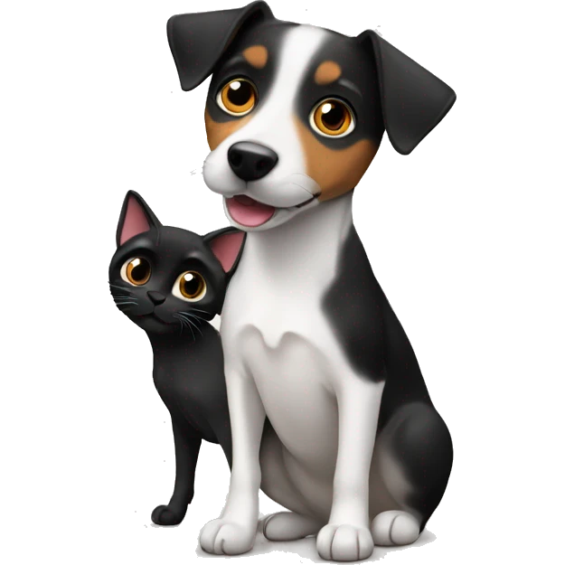 Jack russell with black cat emoji