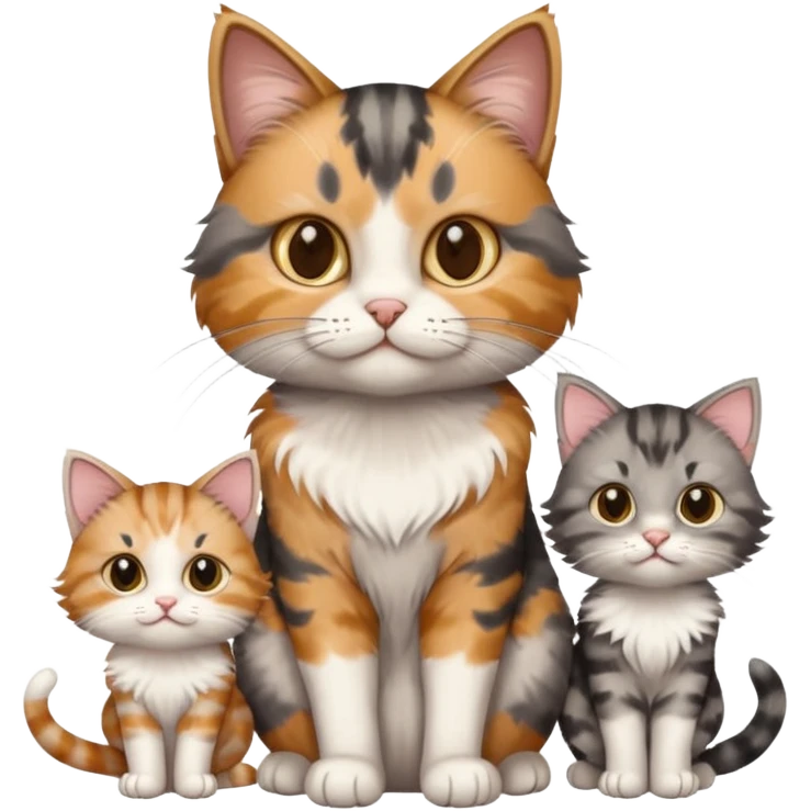 mama cat and daddy cat with 2 matching kittens emoji