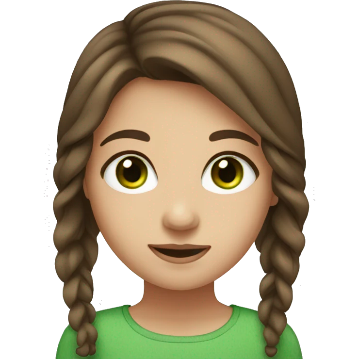 Brown hair, green eyes girl emoji