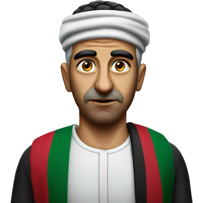 Palestinian in national guise photorealistic serious emoji