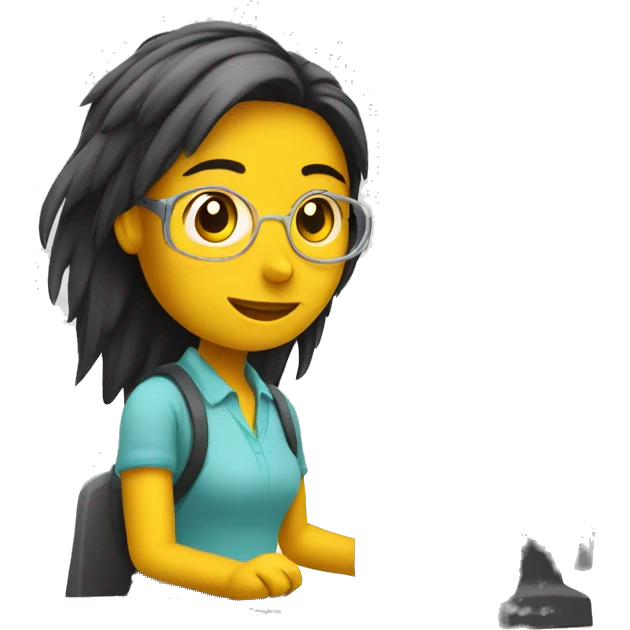 chica colorada con una computadora emoji