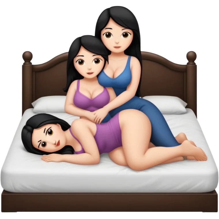 Thick Dark haired girl with big butt and big breasts sitting on a white male with black hair laying on bed  emoji