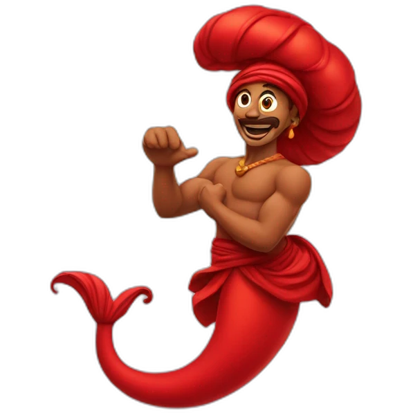 A red genie emoji