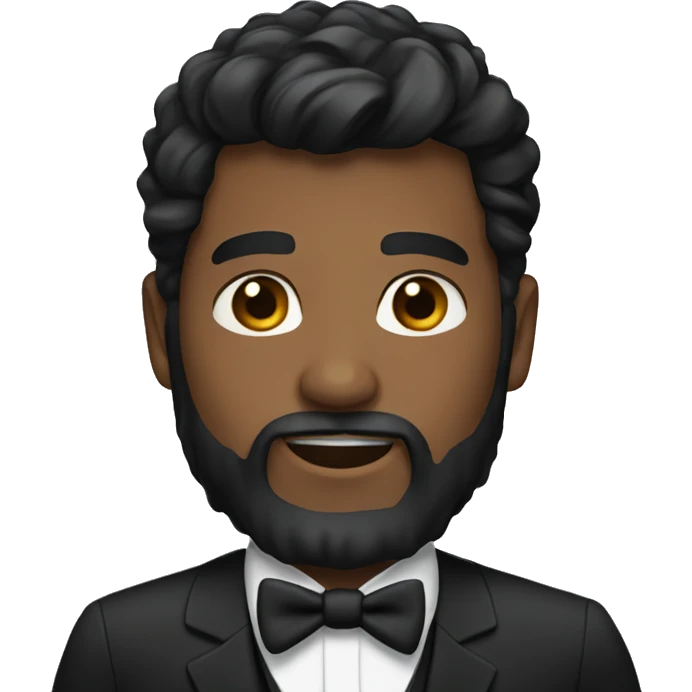 Black hair and bearded man in tux  emoji