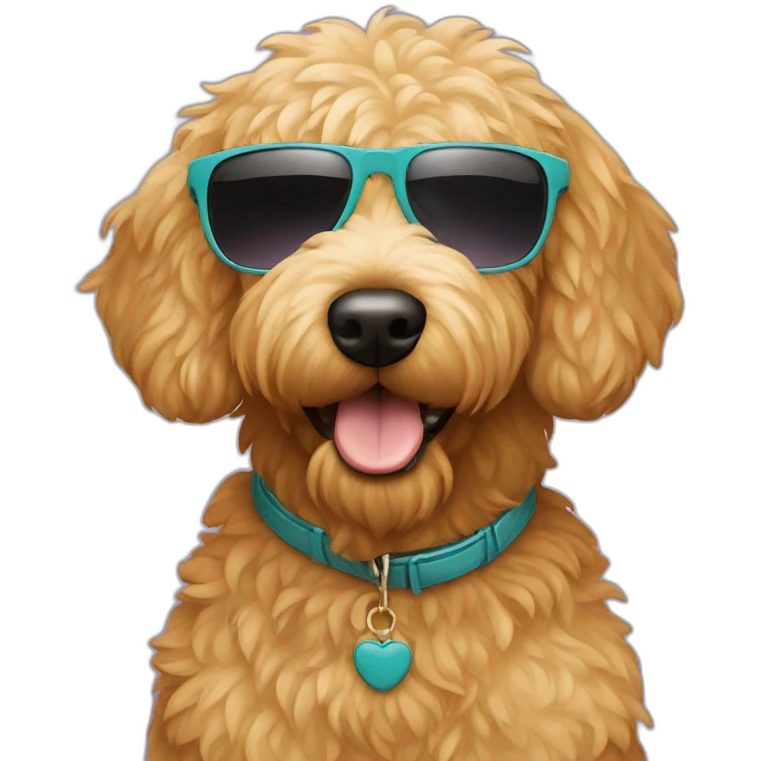 Golden doodle with sunglasses emoji
